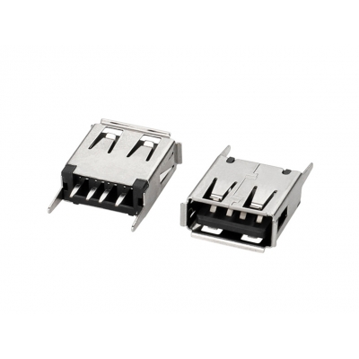 USB 2,0-AF180度全包黑膠鐵直腳13,7