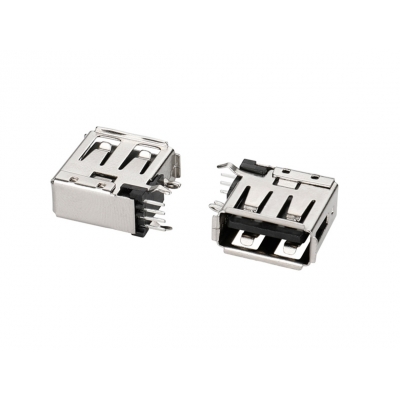 USB 2,0-AF側(cè)插短體13,7黑膠彎腳O型卷邊鐵