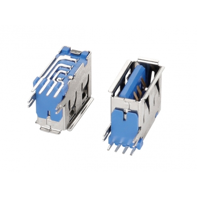 USB 2,0-AF側(cè)插藍(lán)膠10,0中間無固定腳卷邊鐵