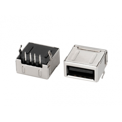 USB 2,0-AF單層全包彎腳黑膠鐵