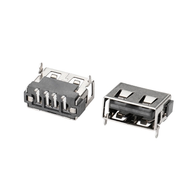 USB 2,0-AF短體10,0前兩腳插后貼黑膠無卷邊6,3mm