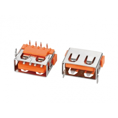 USB 2,0-AF短體10,0前兩腳后插橙膠平口鐵