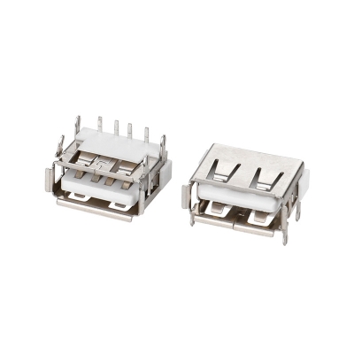 USB 2,0-AF短體10,0四腳插后插白膠卷邊鐵6,3