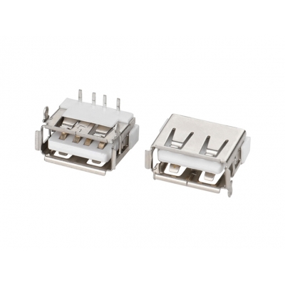 USB 2,0-AF短體兩腳插后插白膠卷邊鐵H6,3
